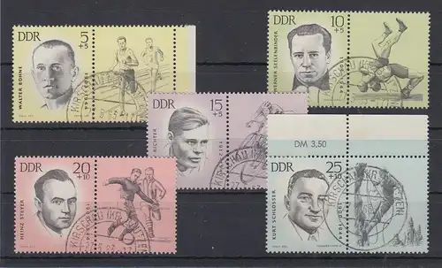 DDR 1963 Ermordete Sportler Mi.-Nr. 958-62 mit Zierfeld  O KIRSCHAU BAUTZEN