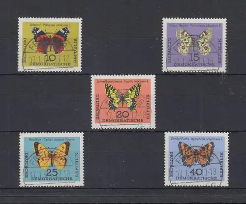 DDR 1964 Schmetterlinge Mi.-Nr. 1004-08  alle schön O FREIBERG