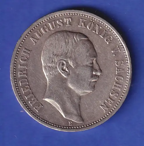 Sachsen Silbermünze 3 Mark König Friedrich August 1909 E  ss - vz