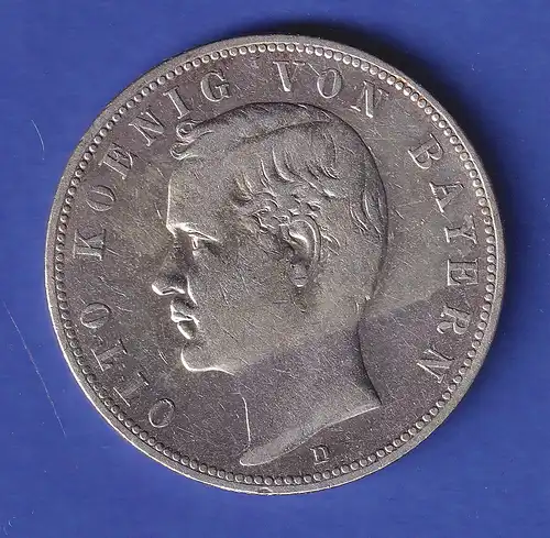 Bayern Silbermünze König Otto 5 Mark 1898 D ss-vz