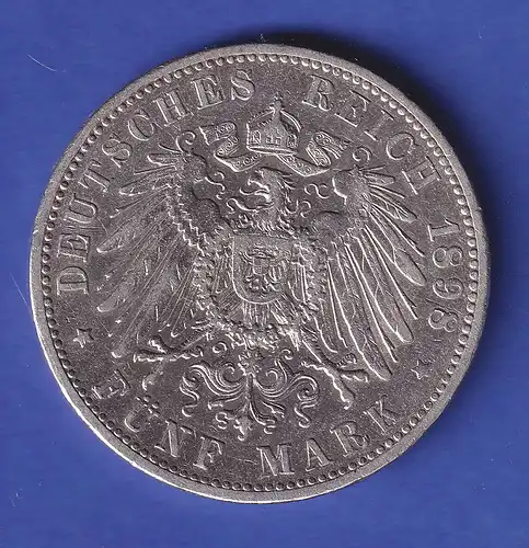 Bayern Silbermünze König Otto 5 Mark 1898 D ss-vz