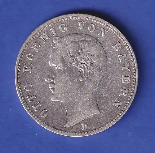 Bayern Silbermünze 2 Mark König Otto 1896 D ss-vz