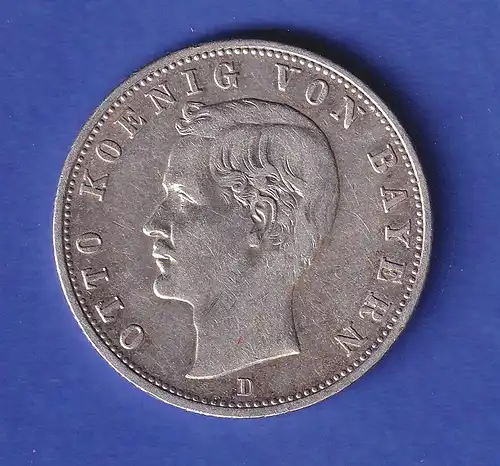 Bayern Silbermünze 2 Mark König Otto 1902 D vz