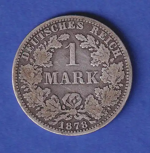 Deutsches Kaiserreich Silber-Kursmünze 1 Mark 1878 A s