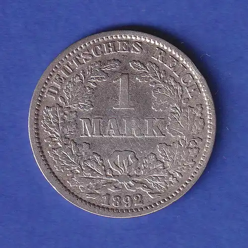 Deutsches Kaiserreich Silber-Kursmünze 1 Mark 1892 G ss 