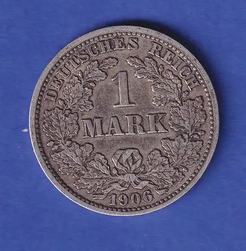 Deutsches Kaiserreich Silber-Kursmünze 1 Mark 1906 J ss