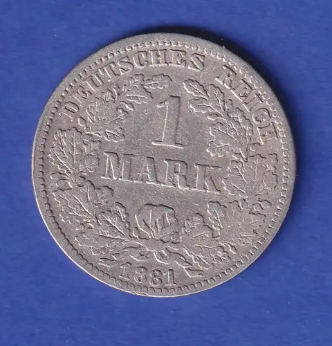Deutsches Kaiserreich Silber-Kursmünze 1 Mark 1881 G s