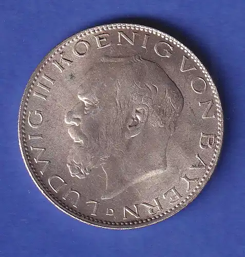 Bayern Silbermünze 2 Mark König Ludwig III. 1914 D vz