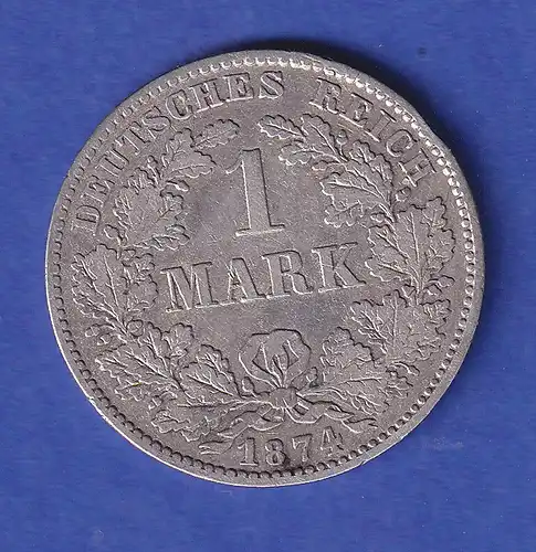 Deutsches Kaiserreich Silber-Kursmünze 1 Mark 1874 H ss 