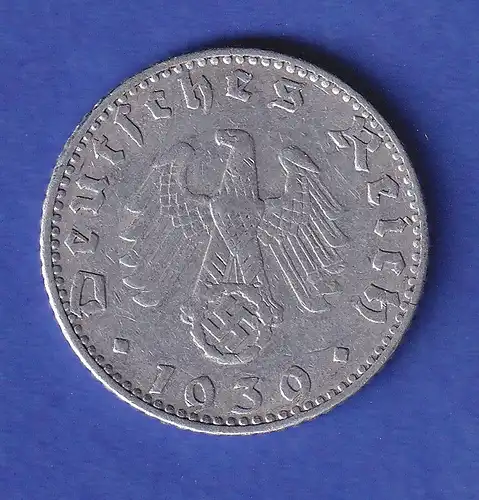 Deutsches Reich Aluminium-Kursmünze 50 Pfennig 1939 J