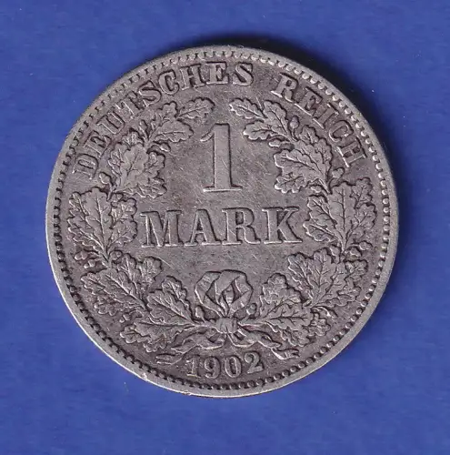 Deutsches Kaiserreich Silber-Kursmünze 1 Mark 1902 G, ss 