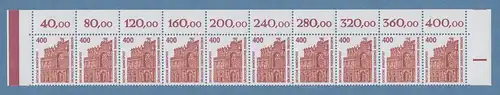 Bund SWK 400 Pfg Semperoper Dresden Mi.-Nr. 1582 Oberrand-10er-Streifen **