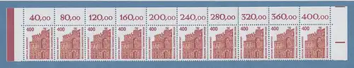 Bund SWK 400 Pfg Semperoper Dresden Mi.-Nr. 1582 als Oberrand-10er-Streifen **