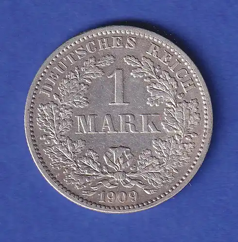 Deutsches Kaiserreich Silber-Kursmünze 1 Mark 1909 G vz