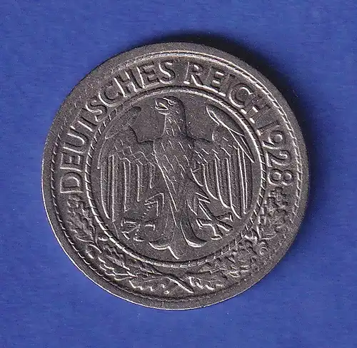 Deutsches Reich Kursmünze 50 Reichspfennig 1928 G vz