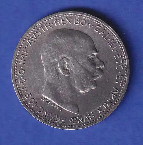Österreich Silbermünze 1 Krone Kaiser Franz Josef 1914 ss-vz