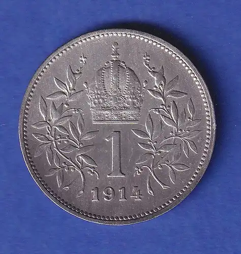 Österreich Silbermünze 1 Krone Kaiser Franz Josef 1914 ss-vz