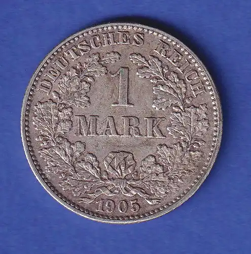 Deutsches Kaiserreich Silber-Kursmünze 1 Mark 1905 G vz