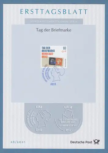 Bundesrepublik Ersttagsblatt ETB 26 / 2021 Tag der Briefmarke Bordeaux-Brief