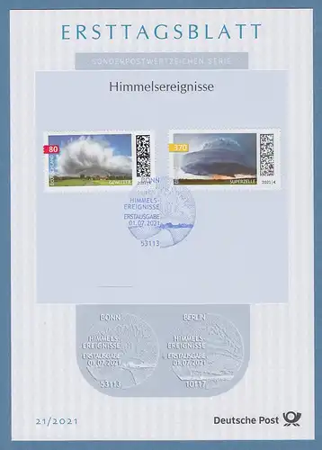 Bundesrepublik Ersttagsblatt ETB 21 / 2021 Himmelsereignisse Gewitter Superzelle