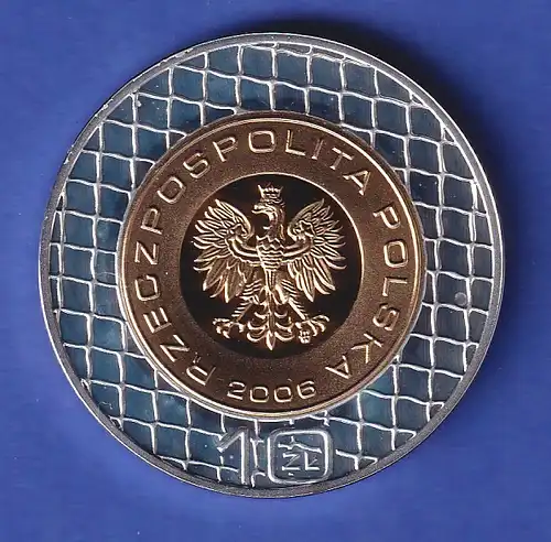 Polen Silbermünze 10 Złotych Fußball-WM in Deutschland 2006 teilvergoldet PP