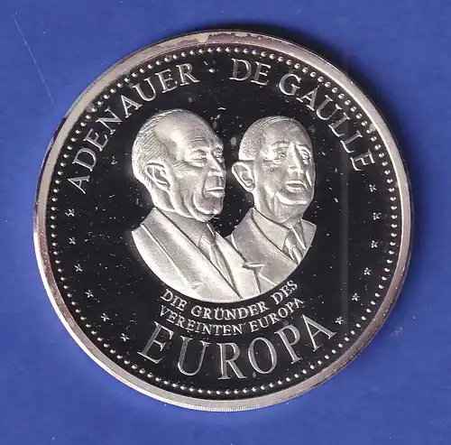 Silbermedaille Konrad Adenauer und Charles de Gaulle - Europäische Union 