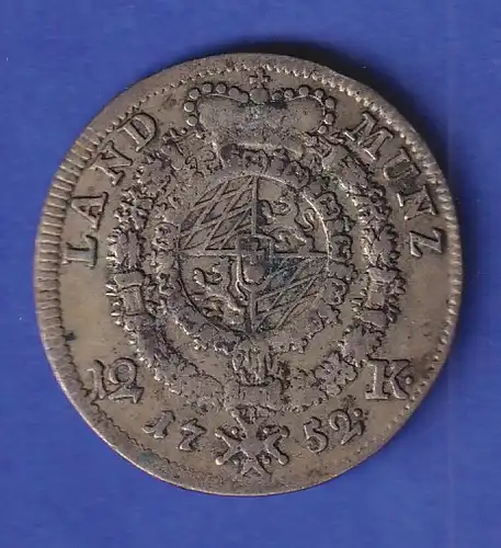 Bayern Silbermünze  Landmünz 12 Kreuzer Maximilian III. Joseph 1752