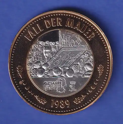 Silbermedaille Fall der Mauer - 25 Jahre Deutsche Einheit 2015