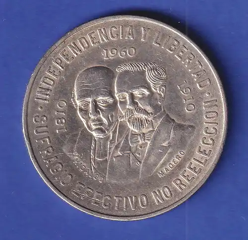 Mexiko Silbermünze 10 Pesos 150. Jahrestag der Unabhängigkeit 1960