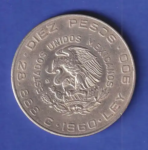 Mexiko Silbermünze 10 Pesos 150. Jahrestag der Unabhängigkeit 1960