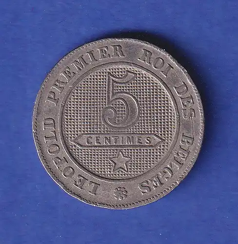 Belgien 1862 Kursmünze 5 Centimes König Leopold I. - Belgischer Löwe