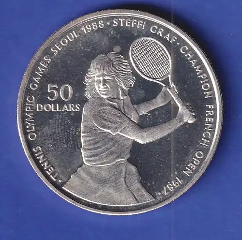 Niue Silbermünze 50 Dollars Olympia Seoul 1988 Steffi Graf 1987