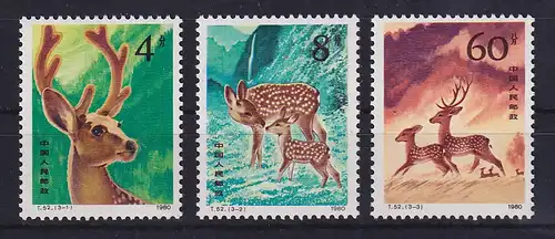 VR China 1980 Sikahirsche Mi.-Nr. 1621-23 ** PR China T.52  MNH