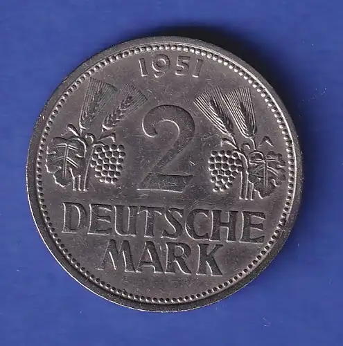 Bundesrepublik Deutschland 1951 Kursmünze 2 DM 1951 F