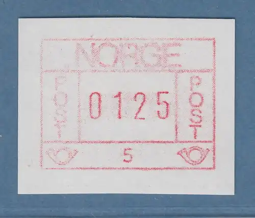 Norwegen / Norge Frama-ATM 1978, Aut.-Nr. 5 seltene Farbe braunrot Wert 125 **