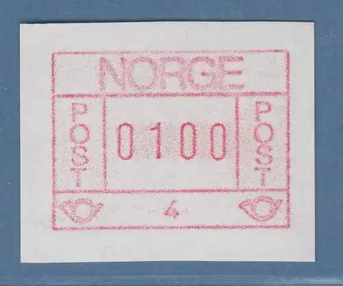Norwegen / Norge Frama-ATM 1978, Aut.-Nr. 4 seltene Farbe braunrot Wert 100 **