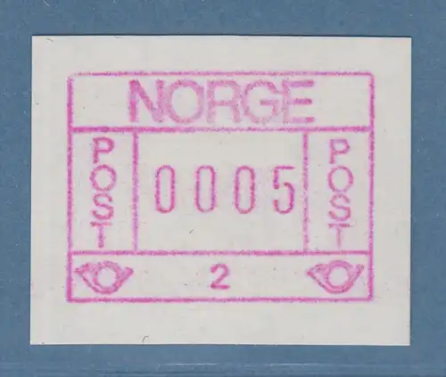 Norwegen / Norge Frama-ATM 1978  Gummidruck-ATM Aut-Nr. 2  **  SELTEN !