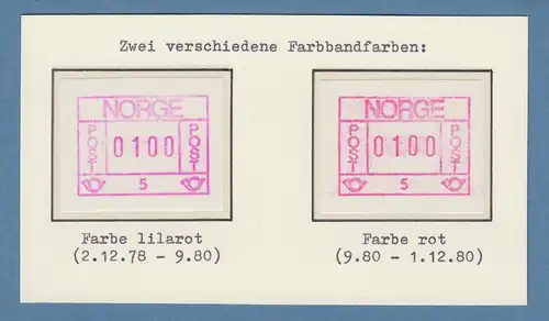 Norwegen / Norge Frama-ATM 1978 Aut.-Nr. 5 lila in 2 Farbtönungen 