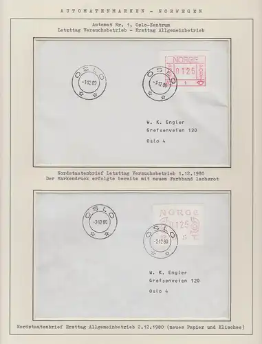Norwegen / Norge Frama-ATM 1978, Aut.-Nr 1 braunrot auf Brief, Mi.-Nr. 2 FDC