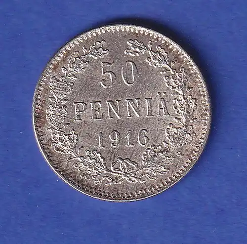 Finnland Silbermünze 50 Penniä 1916 S vz