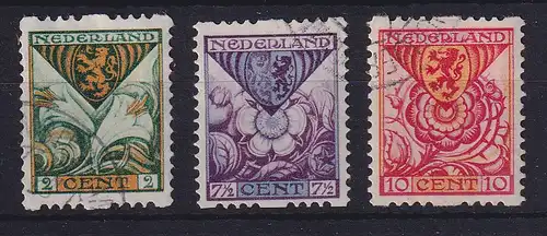 Niederlande 1925 Vor het Kind Rollenzähnung B Mi.-Nr. 164-166 B gestempelt