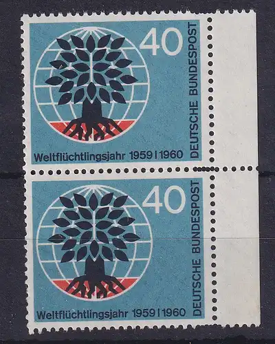 Bundesrepublik 1960 Weltflüchtlingsjahr Mi.-Nr. 327 Rand-Paar mit Diamantzähnung