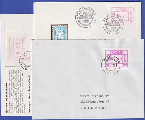 Norwegen / Norge Frama-ATM 1978, Aut.-Nr 1 Satz 100-125-130 auf 3 FDC 2.12.78 !