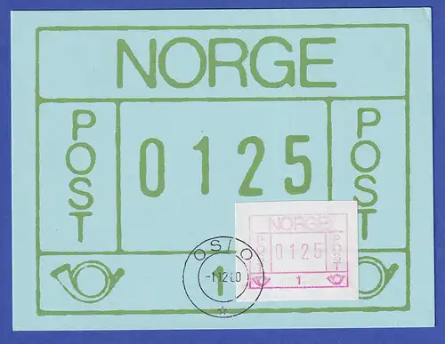Norwegen / Norge Frama-ATM 1978, Aut.-Nr 1 Wert 0125 auf exakter Maximumkarte 