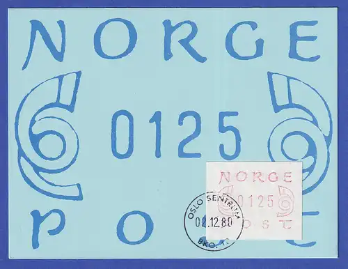 Norwegen / Norge Frama-ATM 1980, Wert 0125 auf Maximumkarte ET-O
