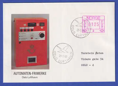 Norwegen / Norge Frama-ATM 1978, Aut.-Nr 2 Wert 0125 auf Brief, Foto Automat 