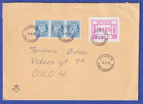 Norwegen / Norge Frama-ATM 1978 Aut.-Nr 4 Wert 0125 in MIF auf schwerem Brief