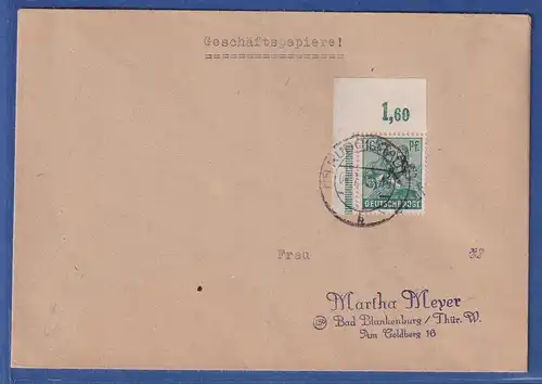 SBZ Bezirkshandstempel Bezirk 16 Bad Blankenburg 16 Pfg EF auf Brief, gepr. BPP