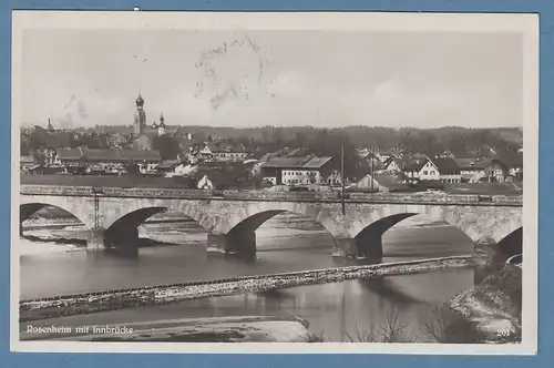 AK Rosenheim mit Innbrücke gelaufen 1931 nach Wien