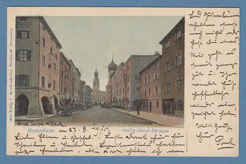 AK Rosenheim Heilig-Gesist-Str.  gelaufen 1910